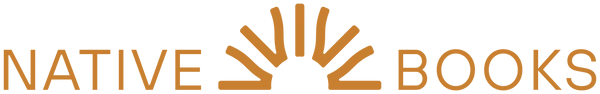Logo of Native Books with stylized leaves and text in orange on a black background